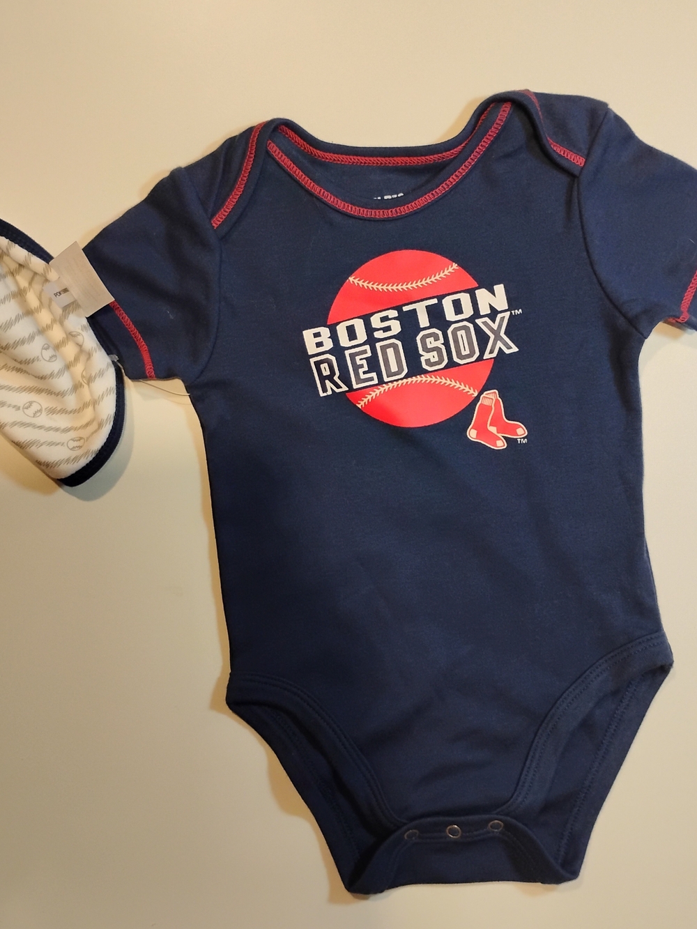 NWOT!! MLB Newborn 9M, Boston Red Sox Navy One-Piece Bodysuit with Red Accent